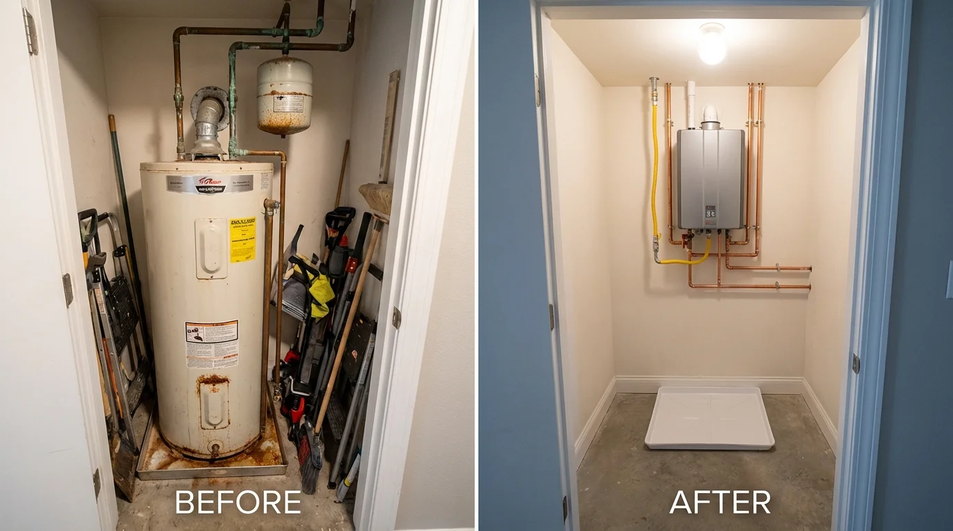 Tank water heater versus wall-mounted tankless unit comparison for Dover, FL homeowners